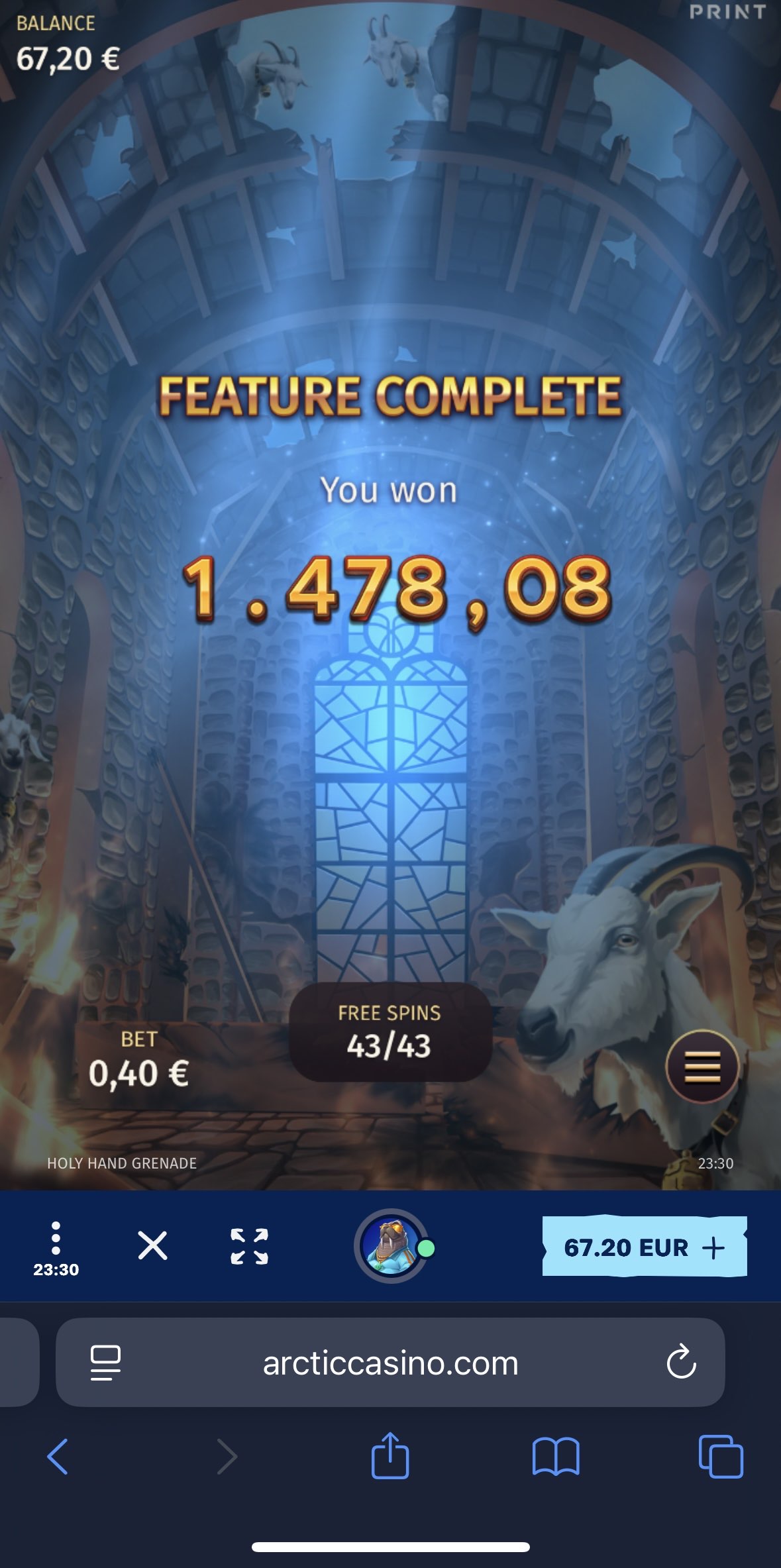 Big wins screenshot