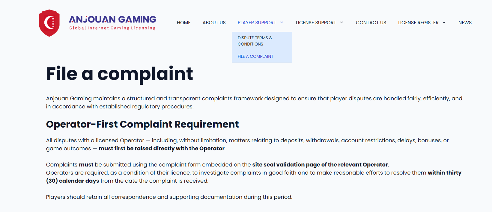 anjoun file a complaint