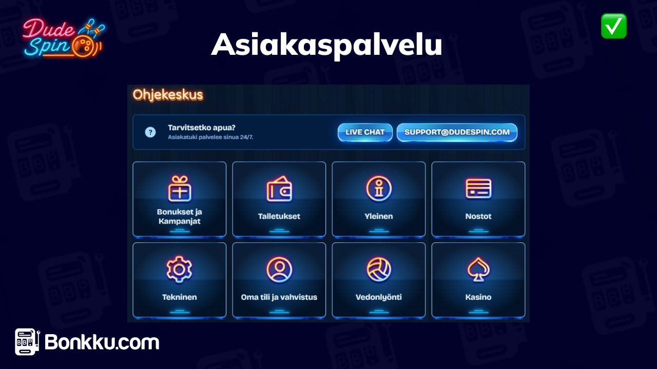 dudespin casino asiakaspalvelu