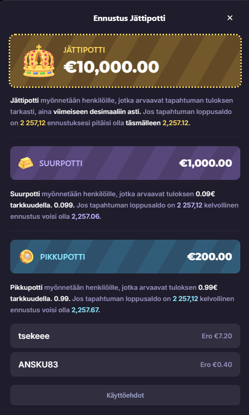 ennustus jättipotti casino