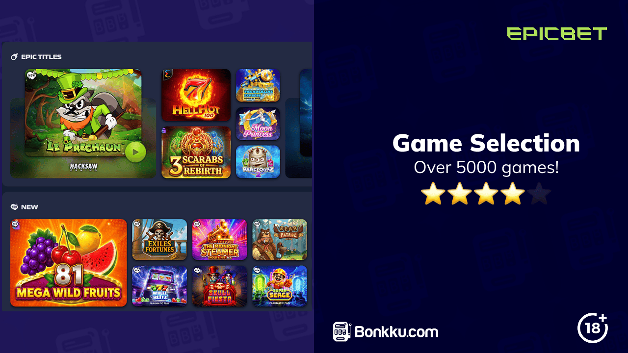 game selection at epicbet