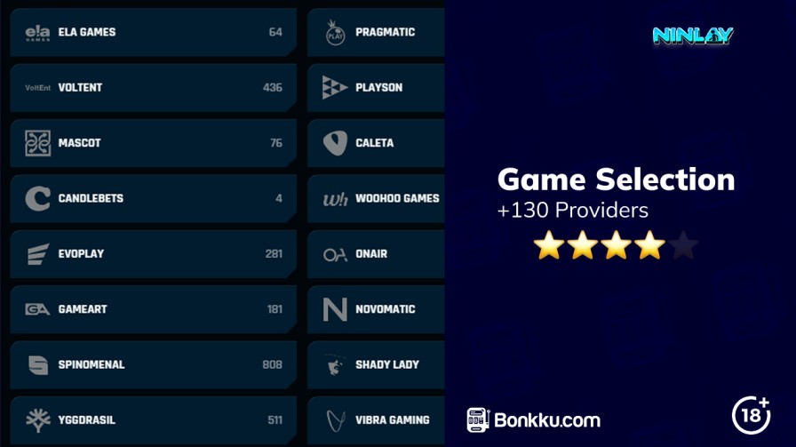 game selection at ninlay casino