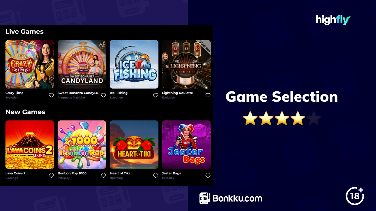 HighFlyBet Spielauswahl