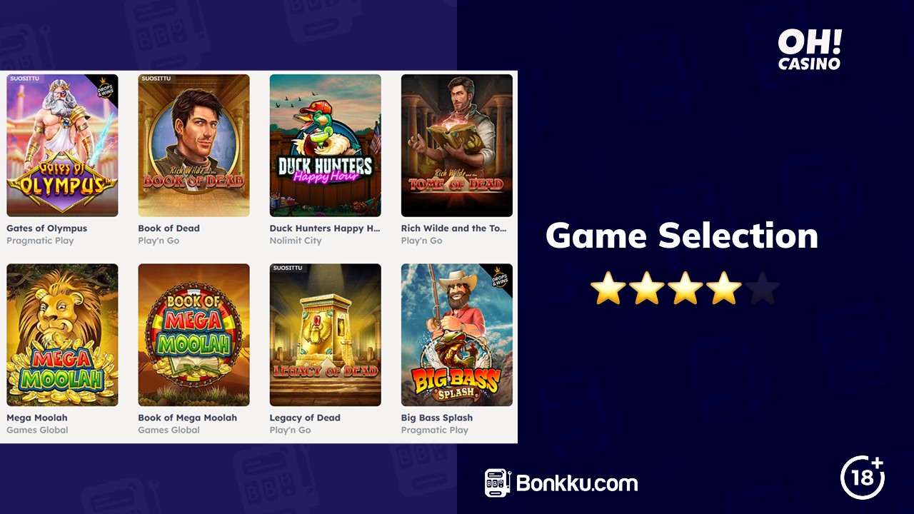 oh casino game selection
