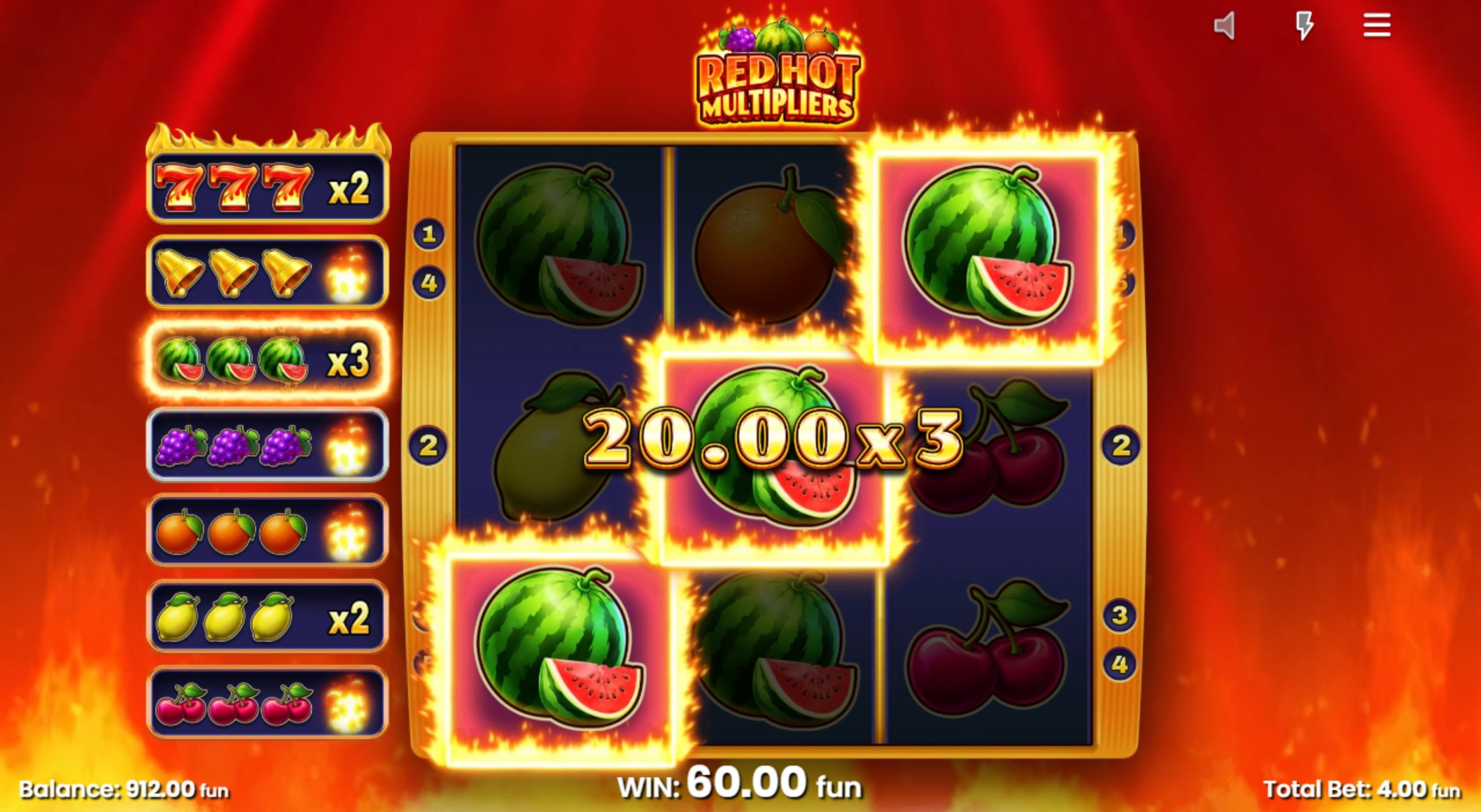red hot multipliers bonus