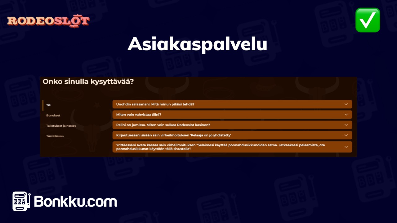 rodeoslot casino asiakaspalvelu