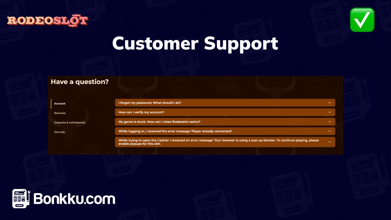 rodeoslot casino customer support