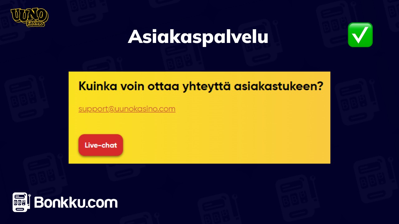 uuno kasino asiakaspalvelu