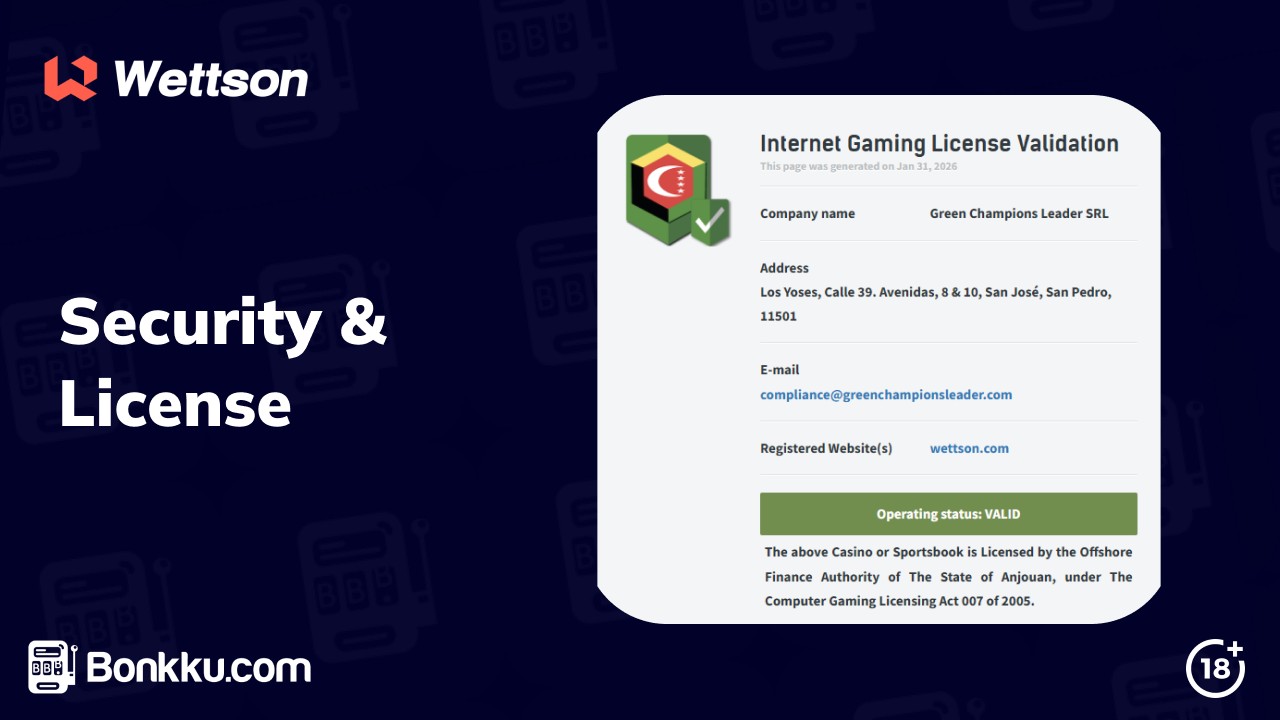 wettson casino security and license