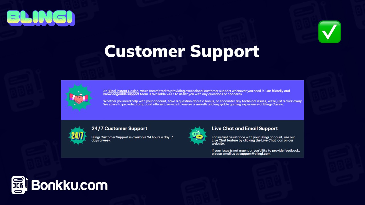 blingi casino customer support