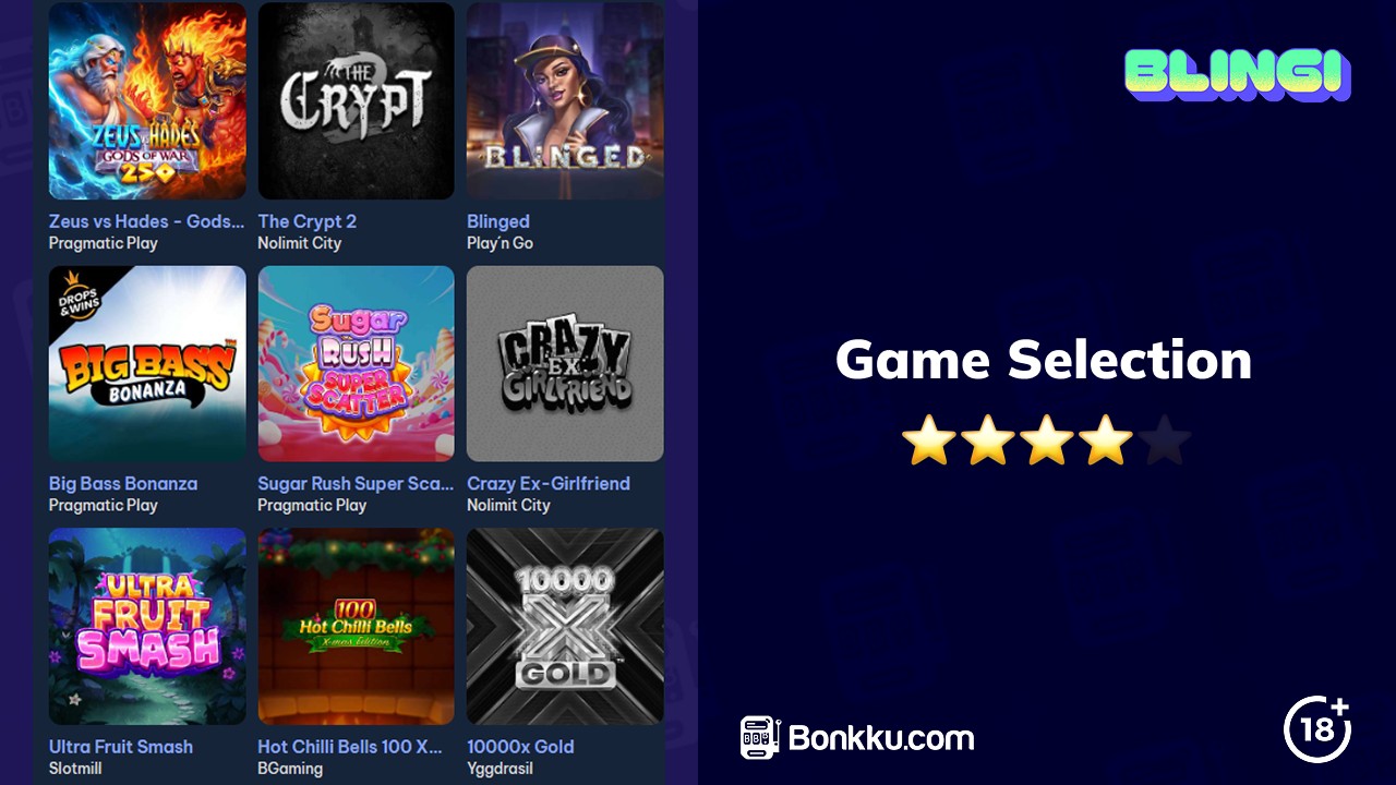 blingi casino game selection
