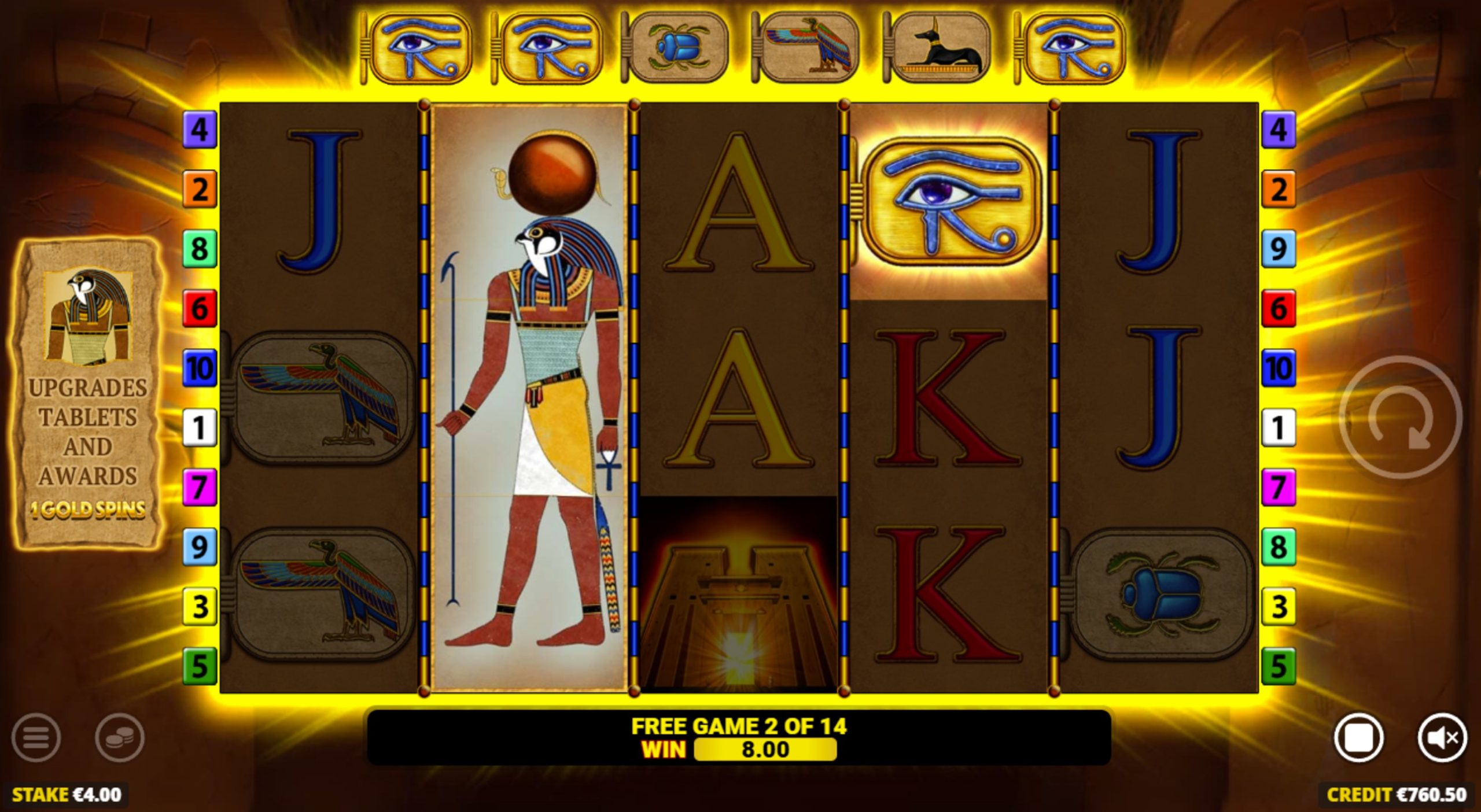 eye of horus the golden tablet gold spins bonus