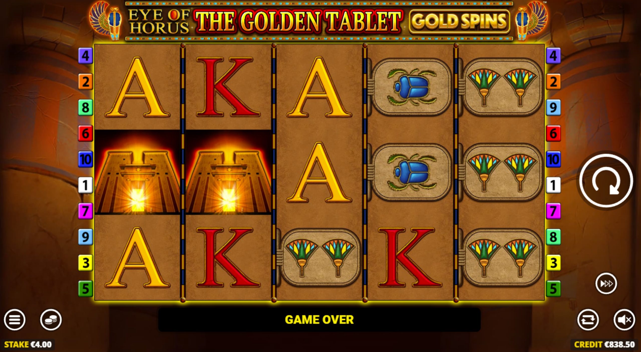 eye of horus the golden tablet gold spins slot