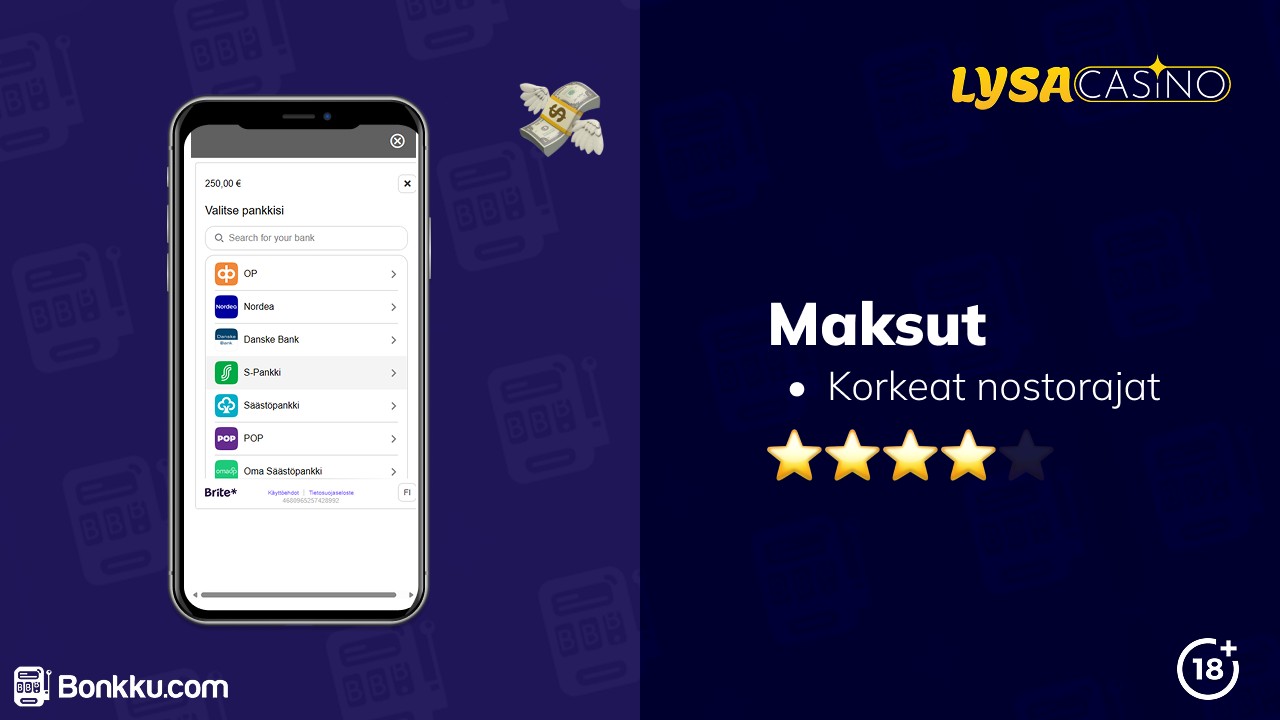 lysa casino maksut