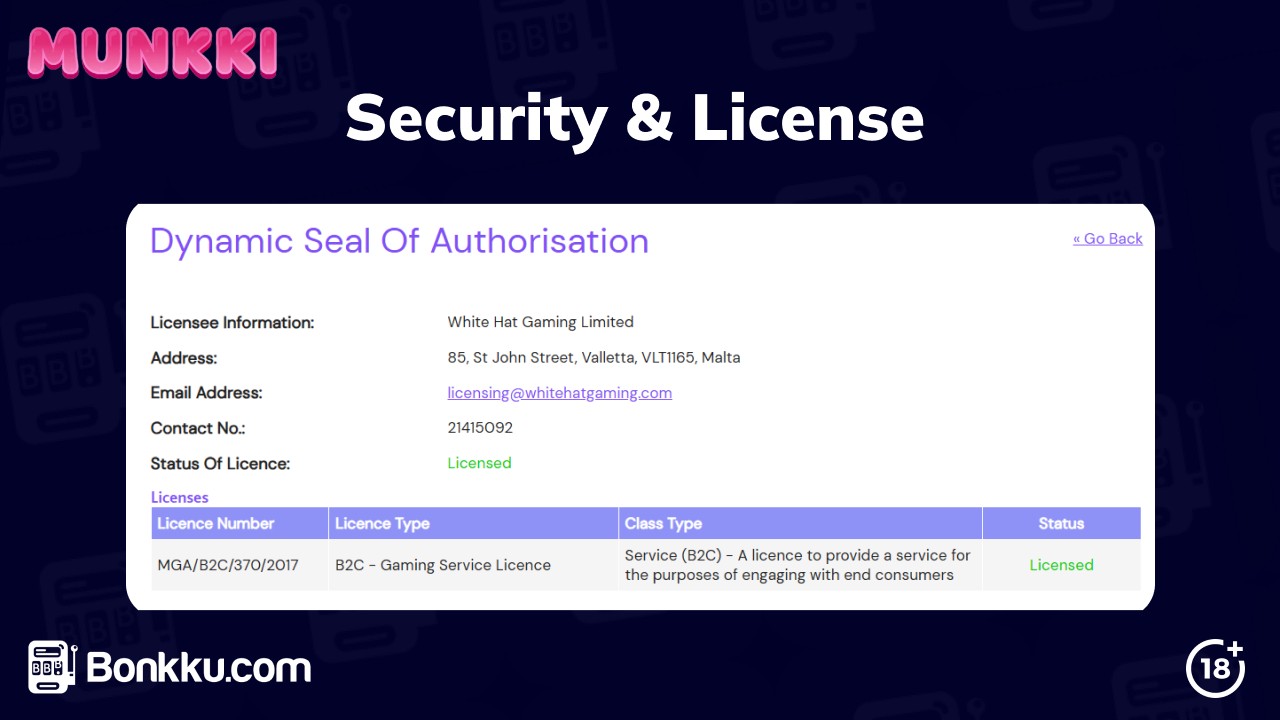 munkki casino security and license