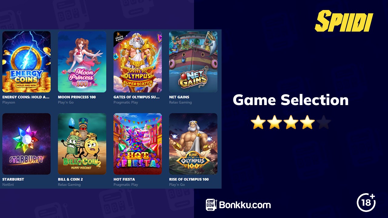 spiidi casino game selection