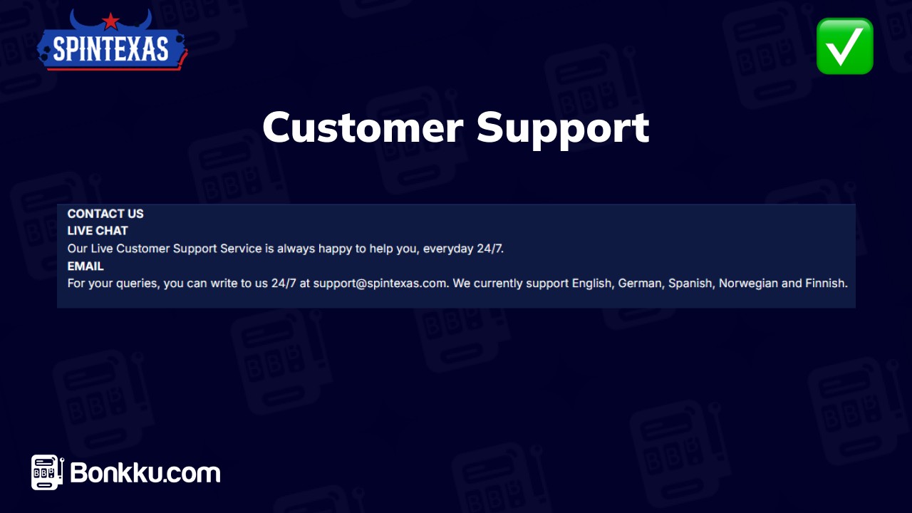 spintexas casino customer support