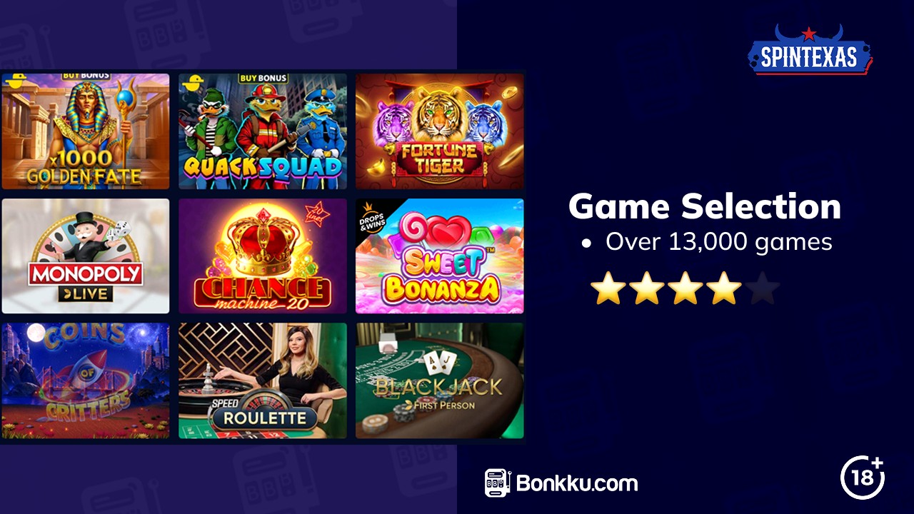 spintexas casino game selection