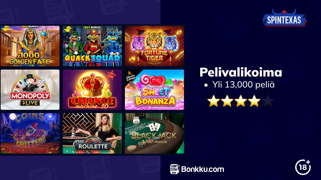 spintexas kasino pelivalikoima