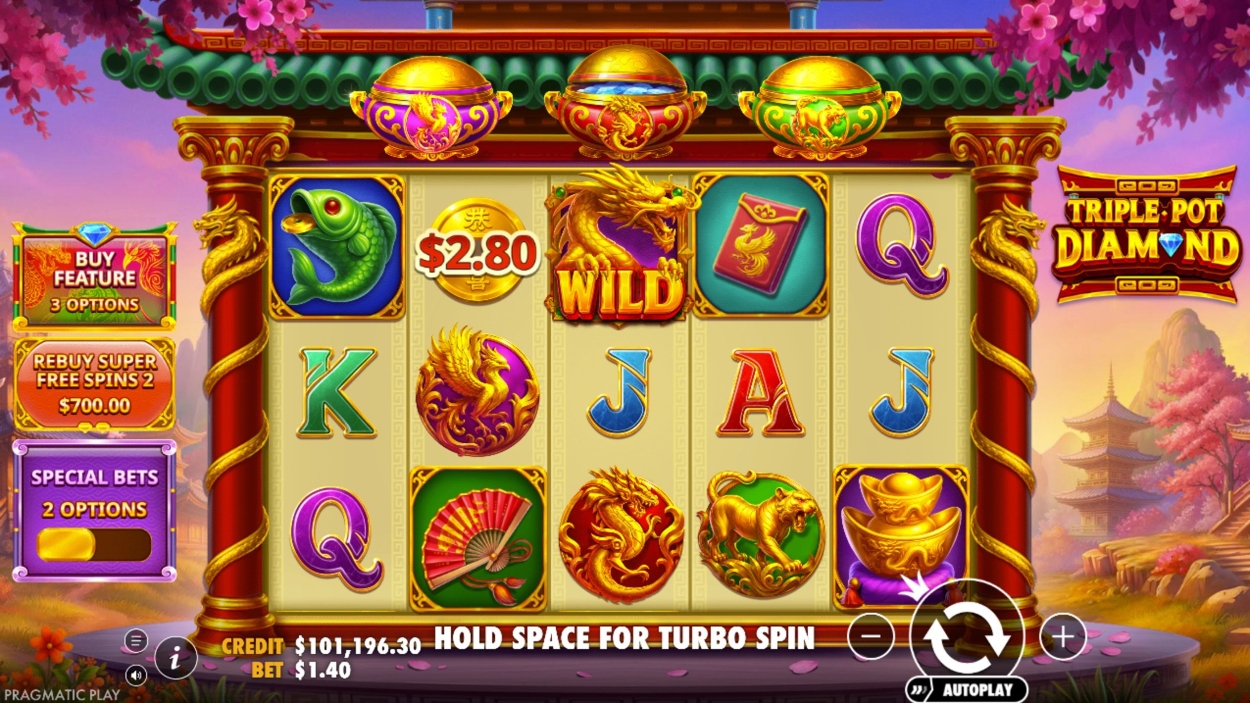 triple pot diamond slot