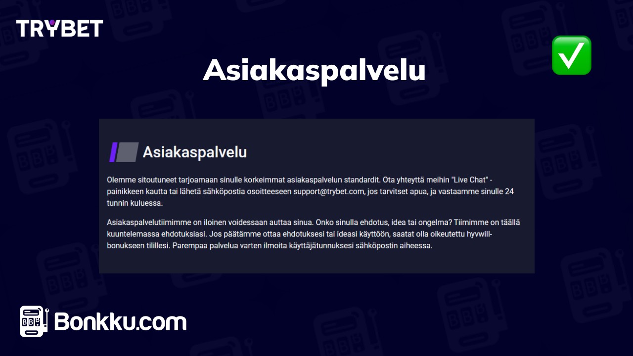 trybet casino asiakaspalvelu