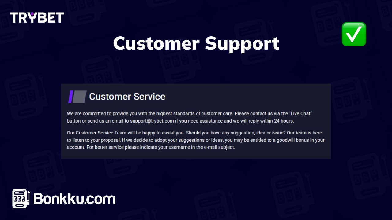 trybet casino customer support