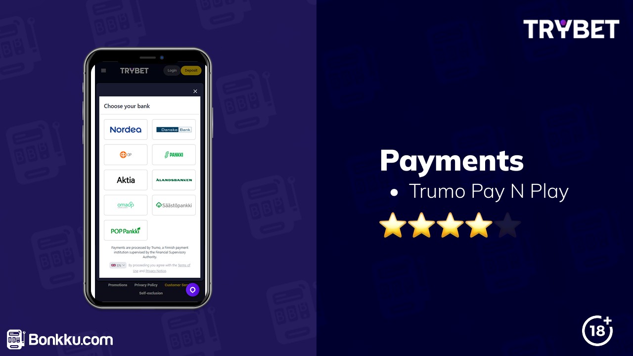 trybet casino payments