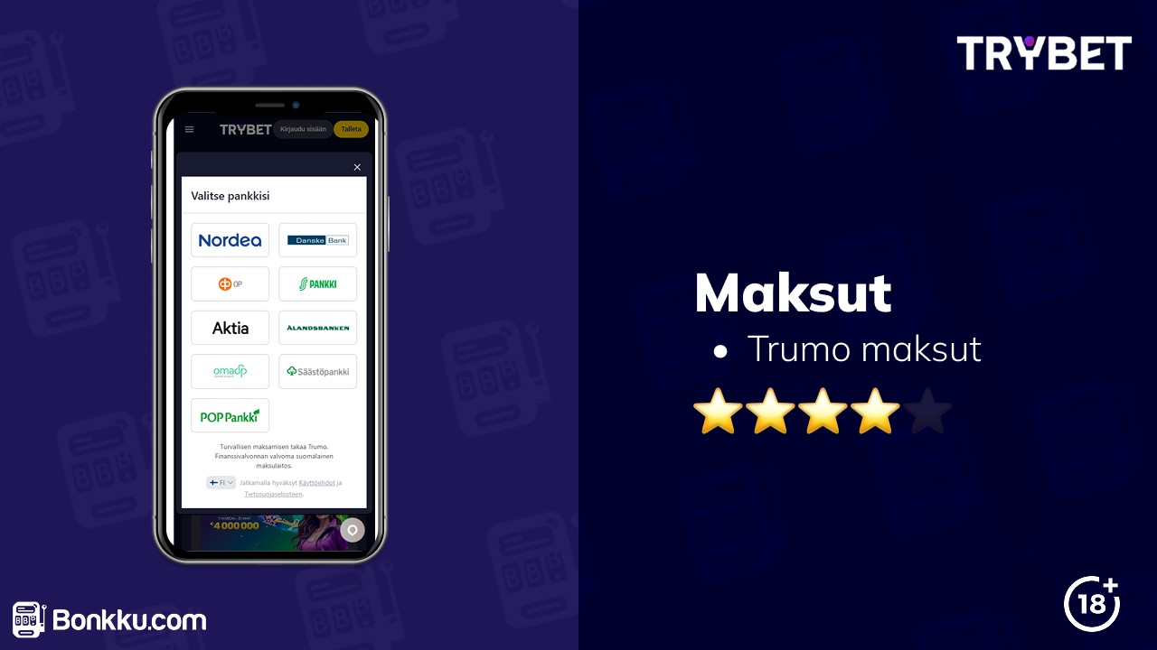 trybet maksut