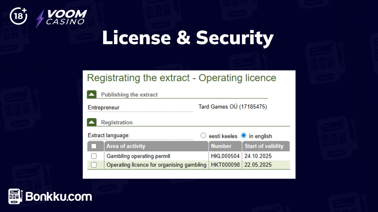 voom casino license and safety