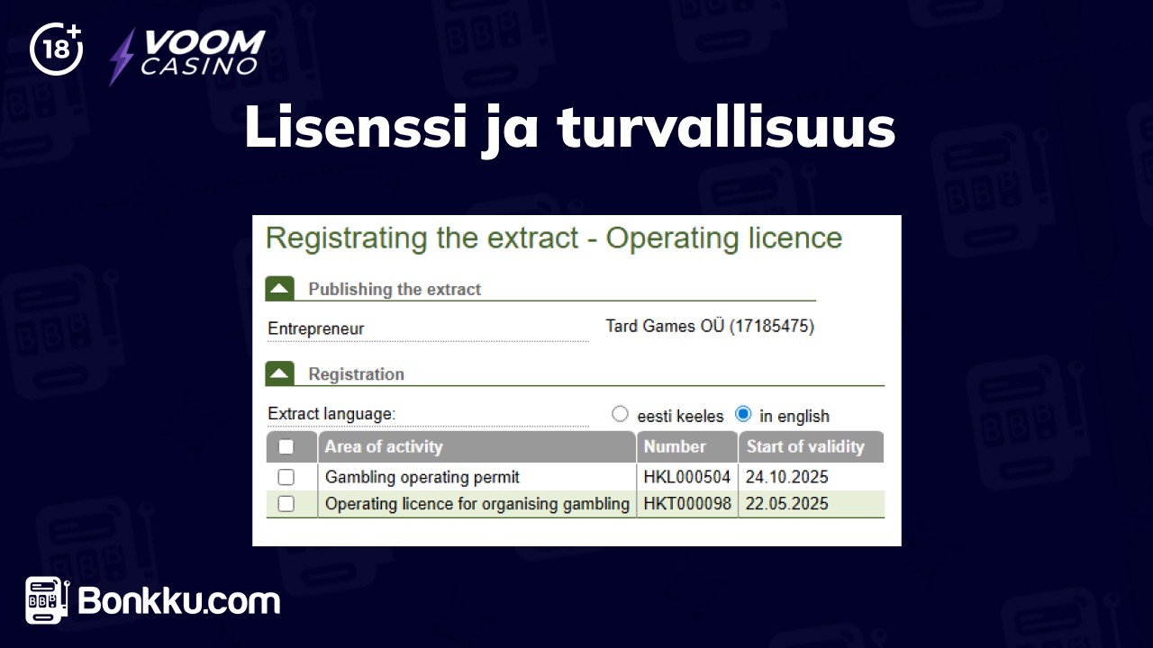 voom casino lisenssi ja turvallisuus