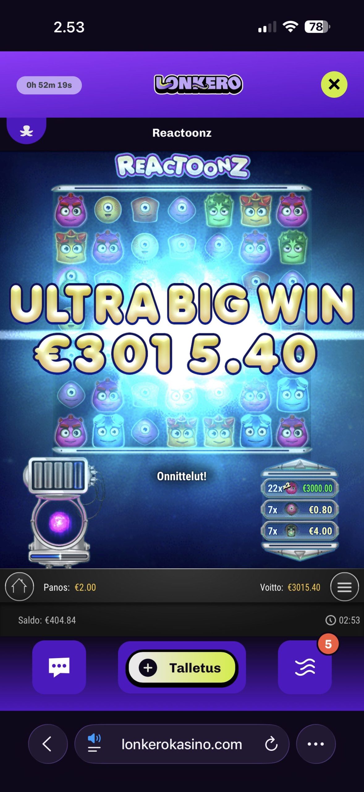 Big wins screenshot
