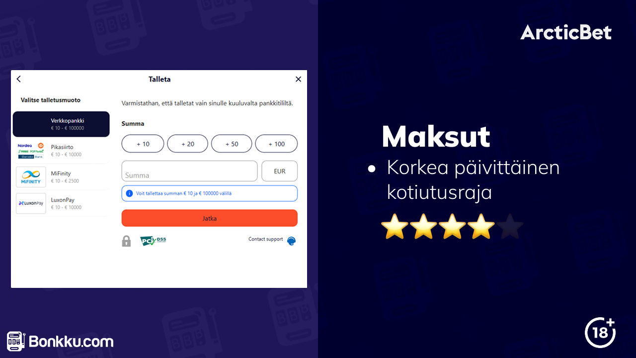 arcticbet kotiutus ja talletus