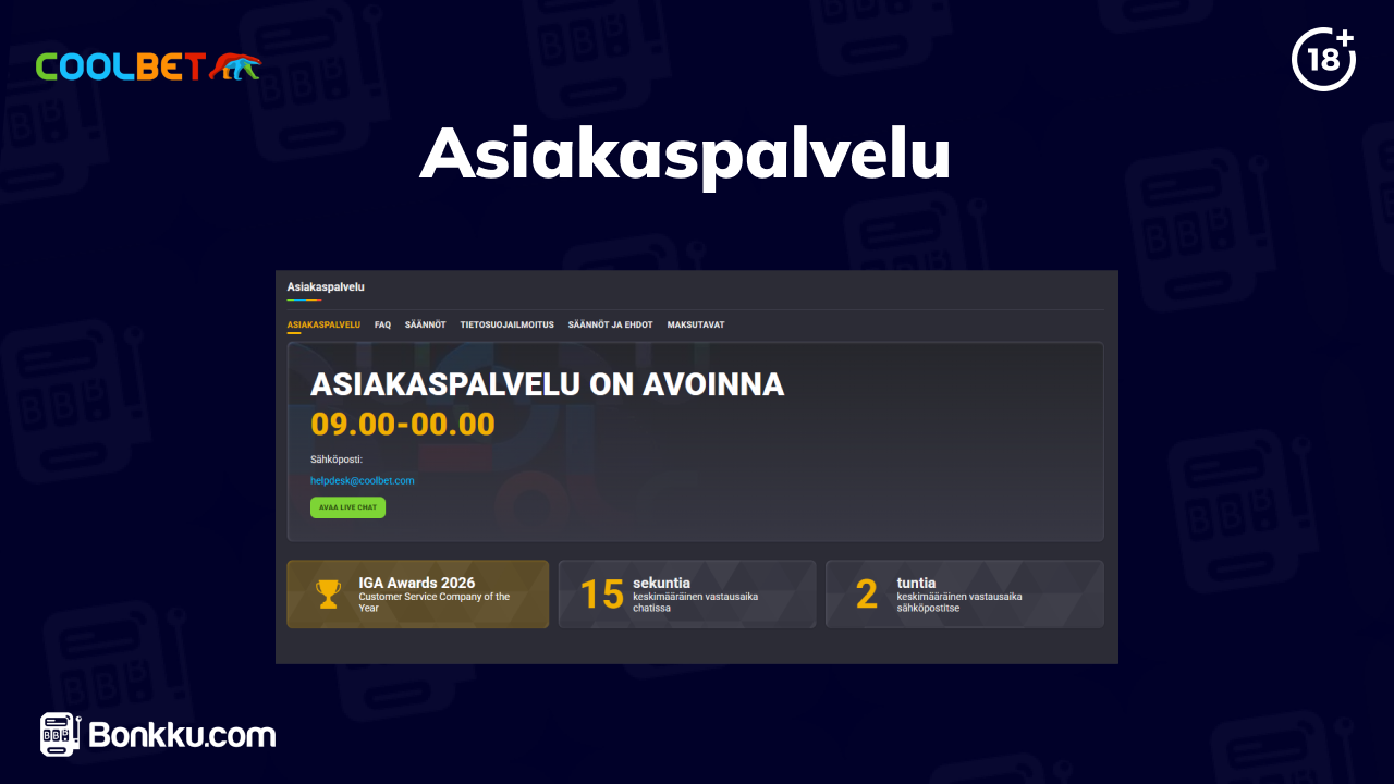 coolbet casino asiakaspalvelu