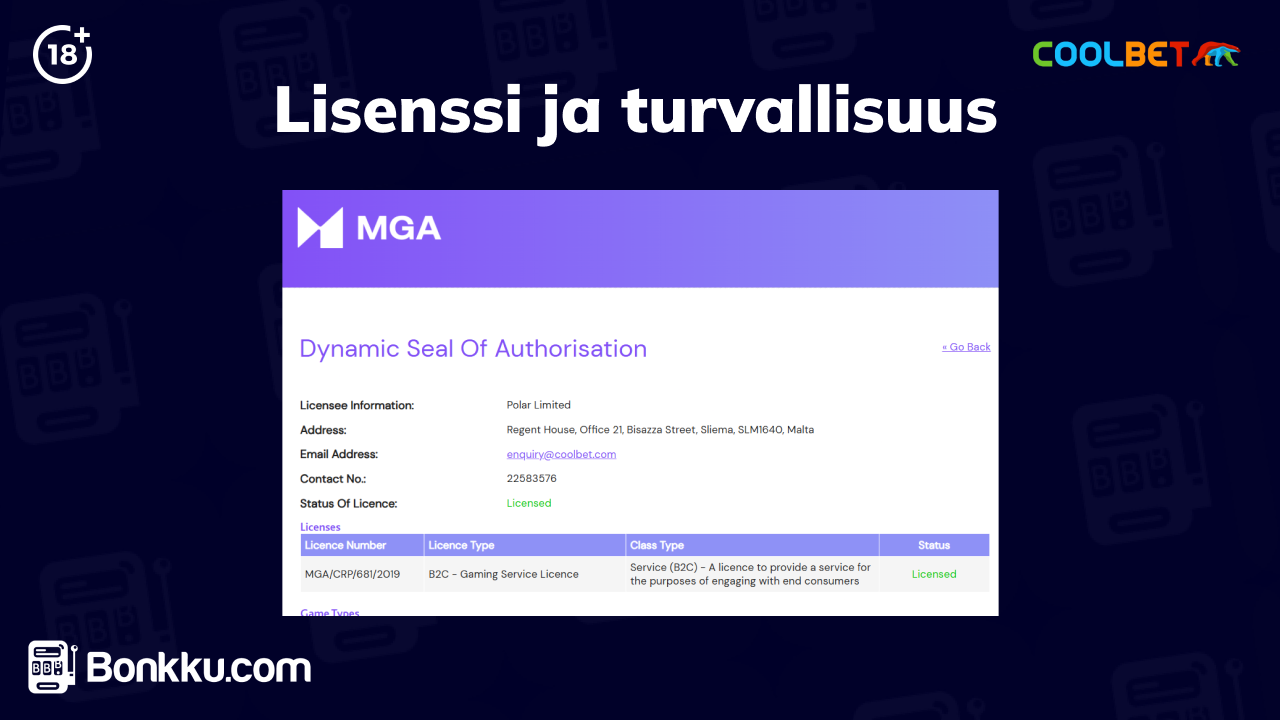 coolbet casino lisenssi ja turvallisuus