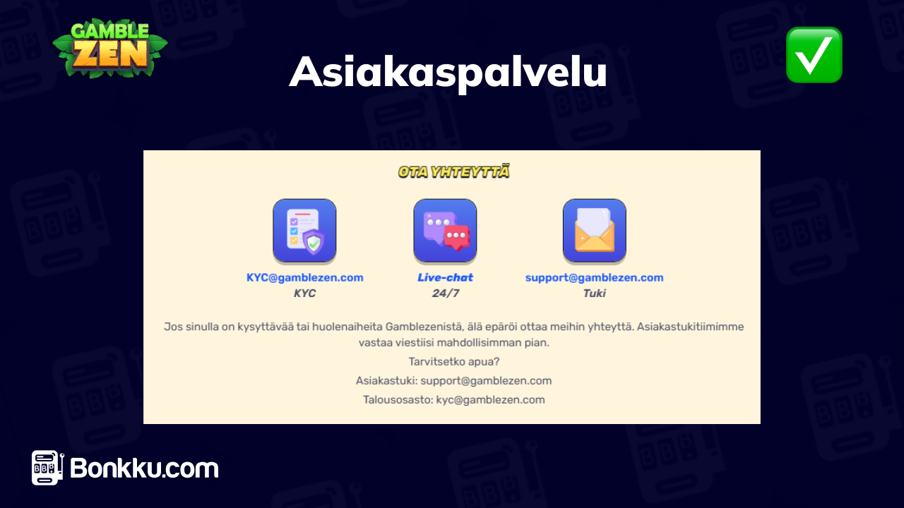 gamblezen casino asiakaspalvelu