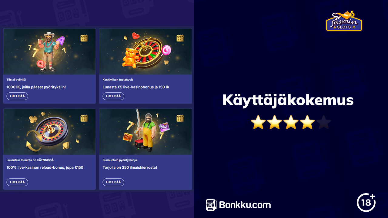 jasmin slots käyttäjäkokemus