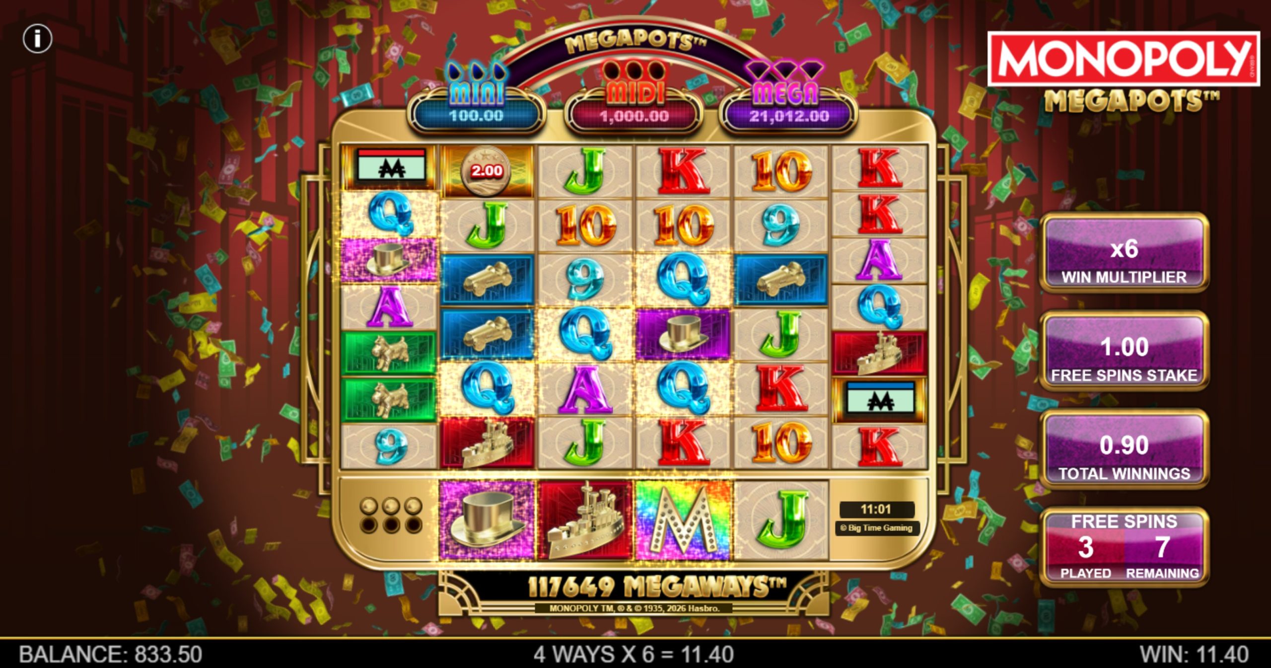 monopoly megapots bonus