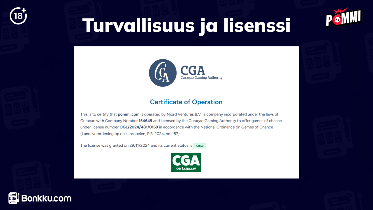 pommi casino turvallisuus ja lisenssi