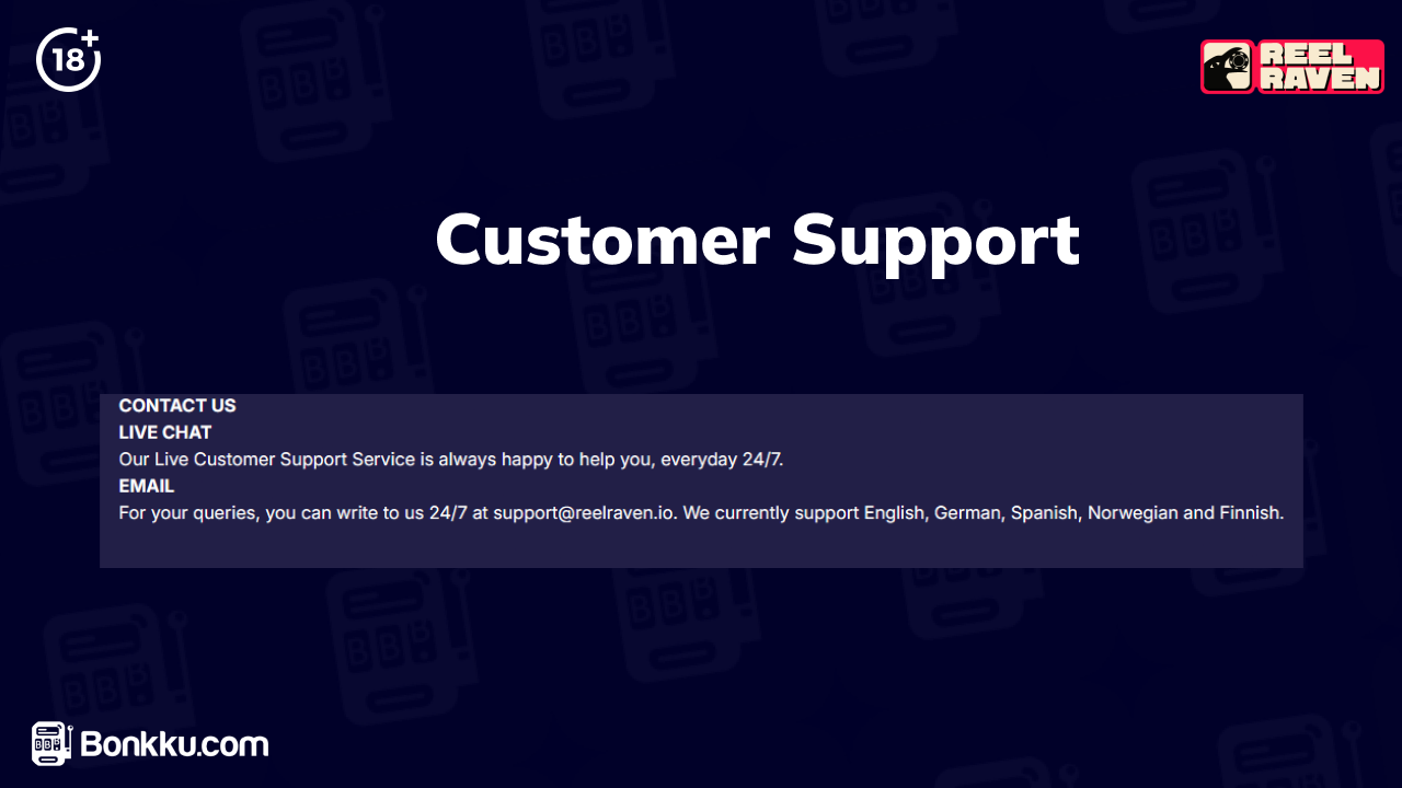 reel raven casino customer support