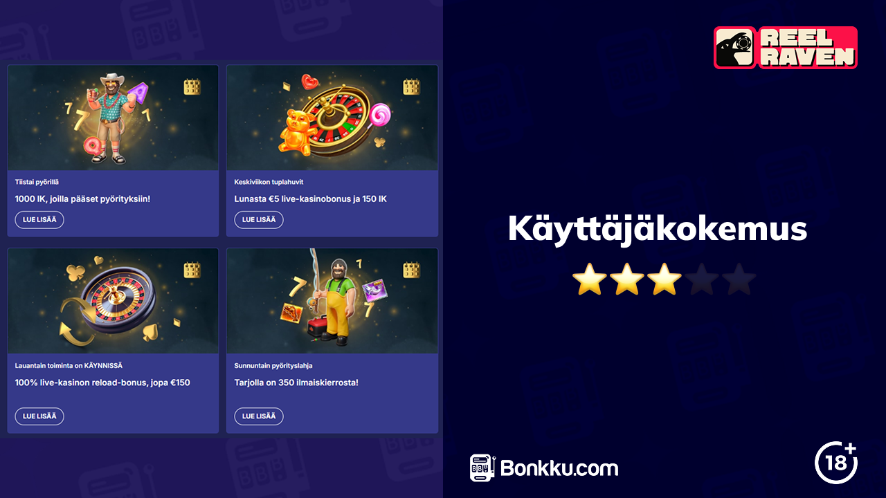 reel raven casino käyttäjäkokemus