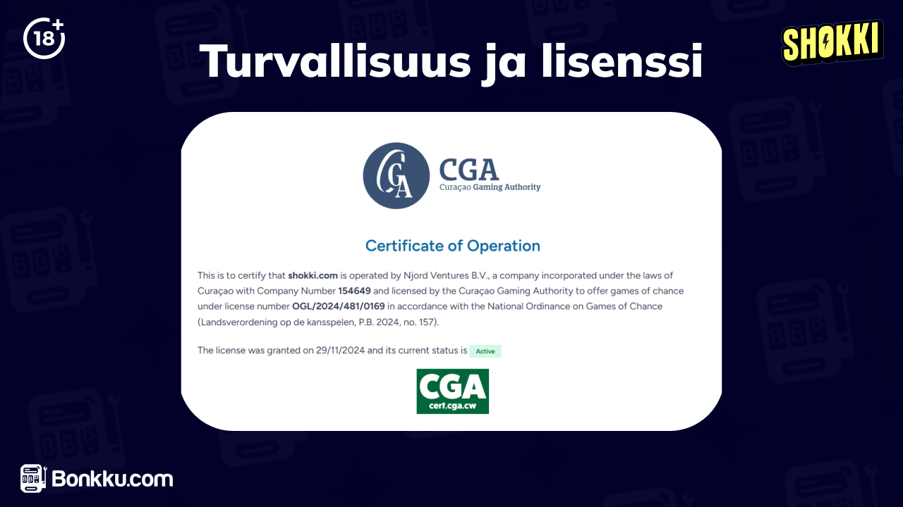 shokki casino lisenssi ja verotus