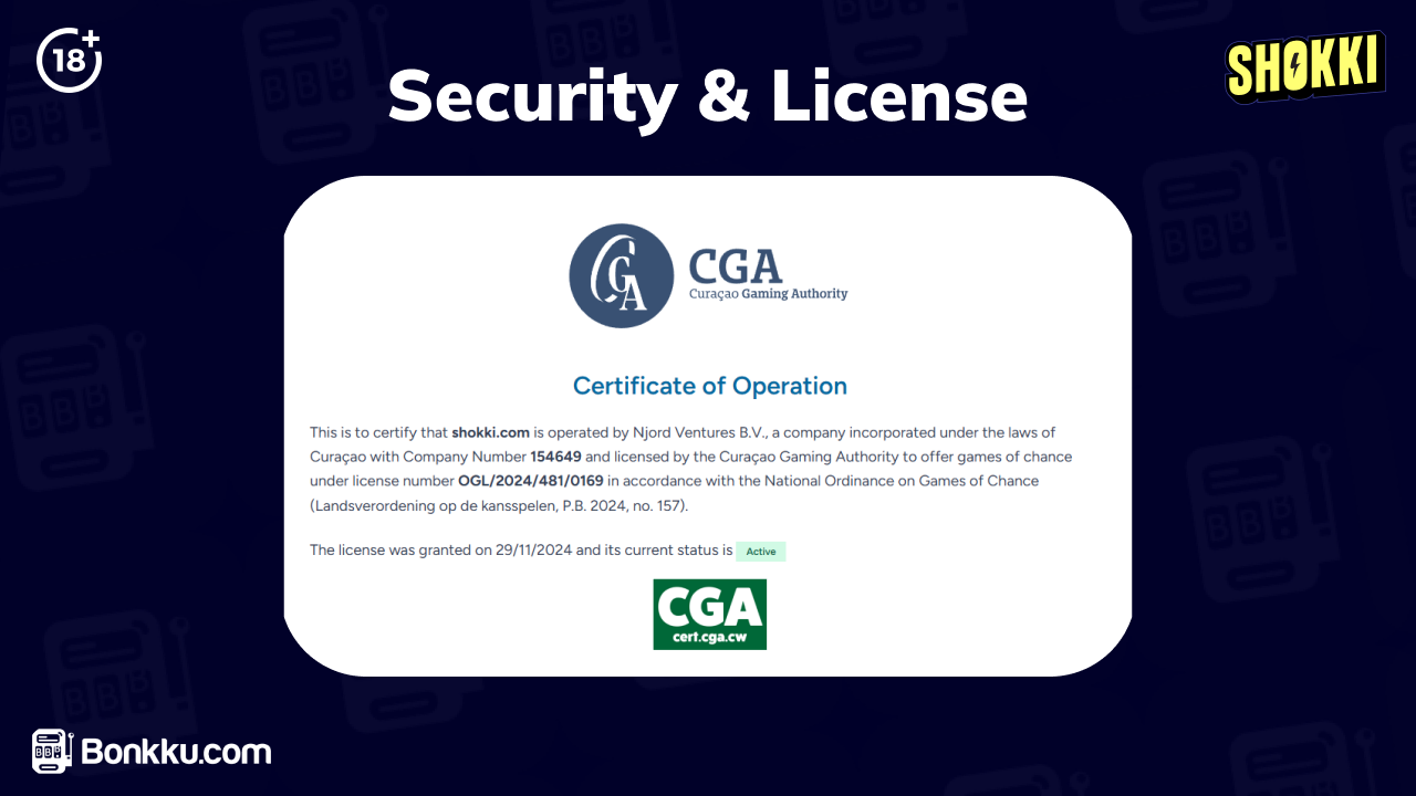 shokki casino security and license