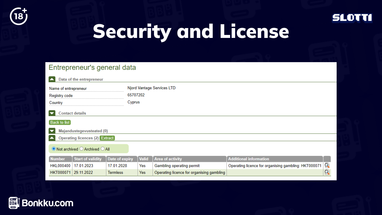 slotti casino security and license