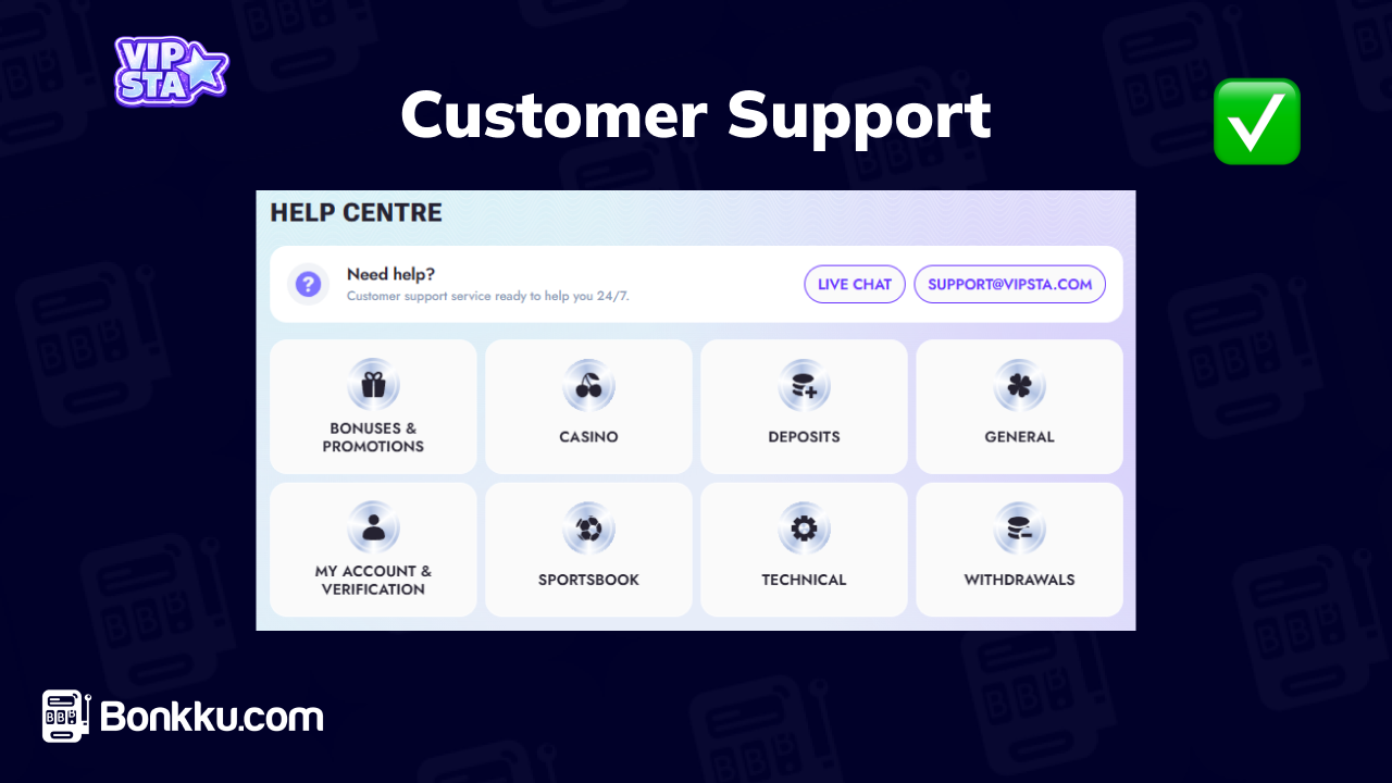 vipsta casino customer support
