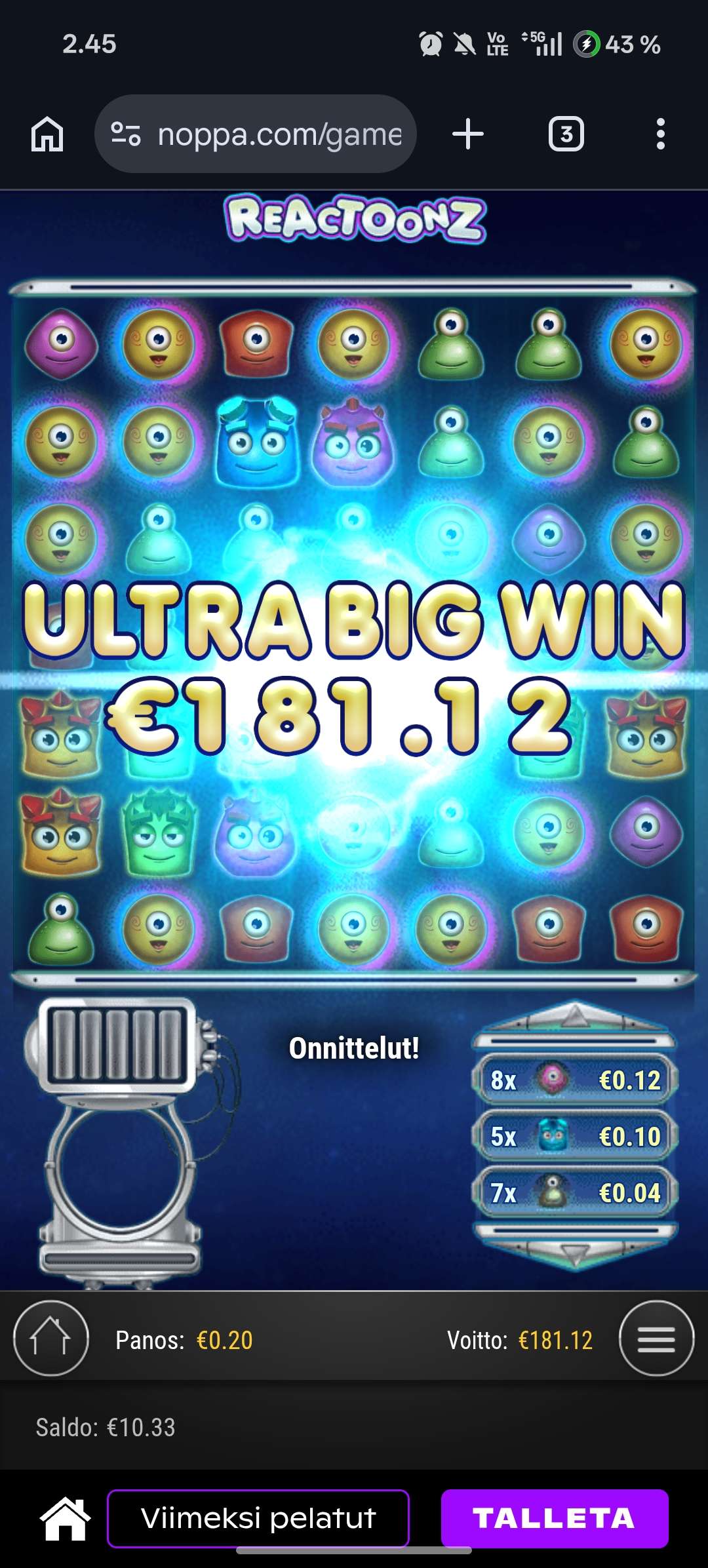 Big wins screenshot