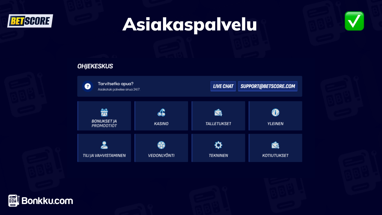 betscore casino asiakaspalvelu