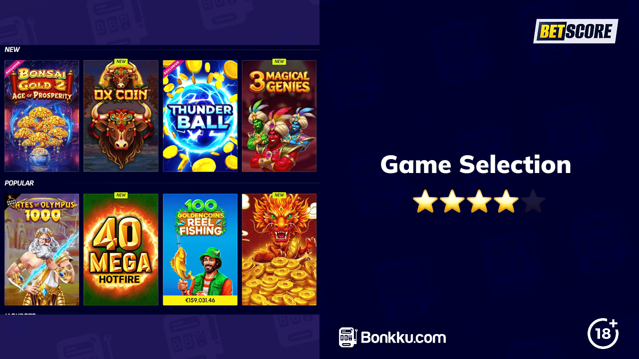 betscore casino game selection