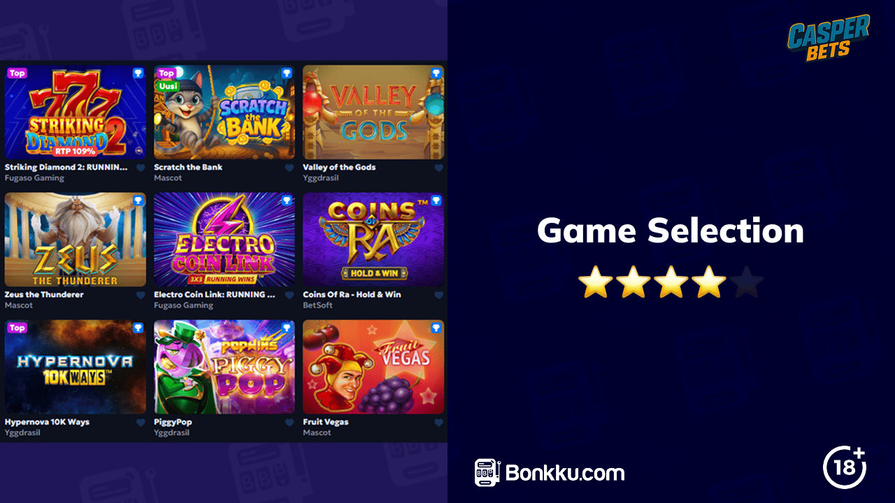 casper bets casino game selection