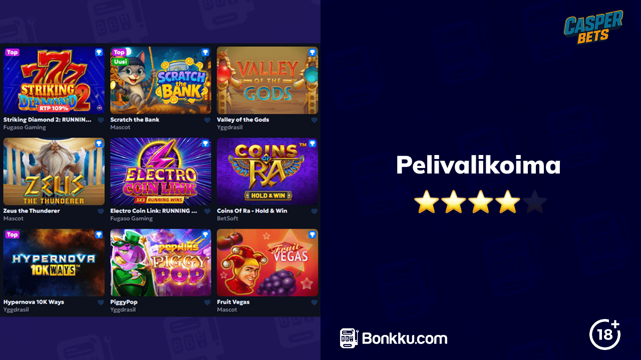 casper bets casino pelivalikoima