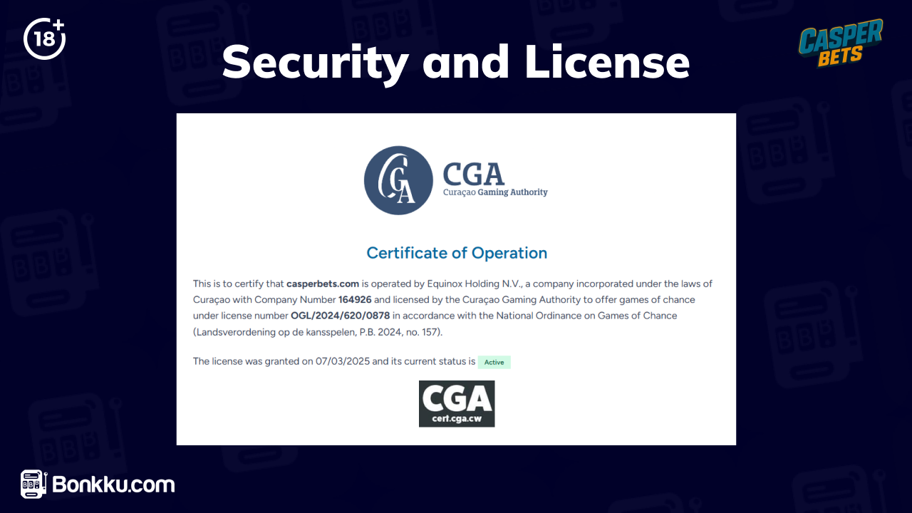 casper bets casino security and license